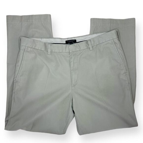 BANANA REPUBLIC Straight Leg 100%Cotton Arden Chino Pants Khaki Flat Front 38x32 - Picture 5 of 12